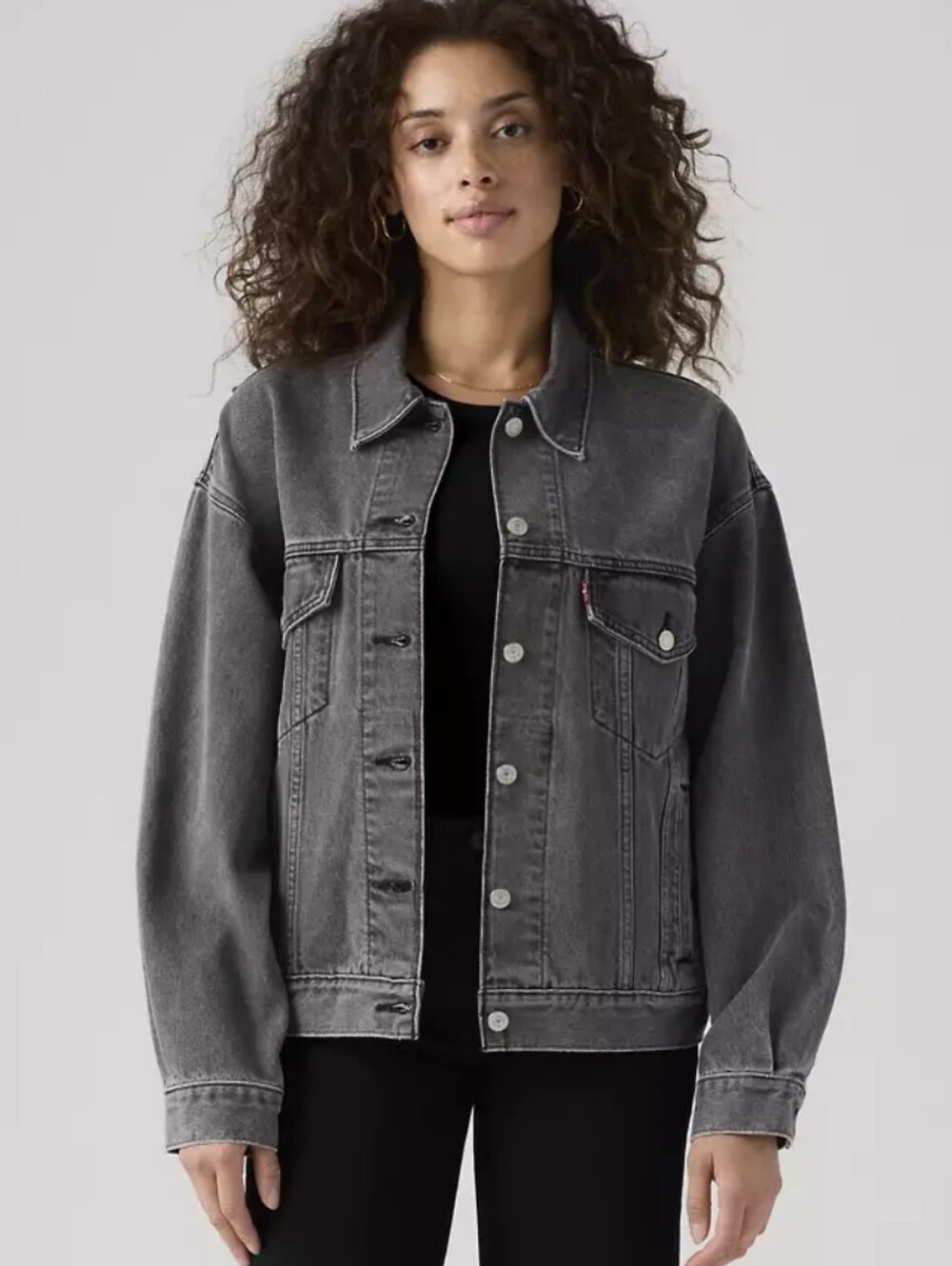 Levi's Women's Faded Gray Black Denim Trucker Jacket - Picture 5 of 11